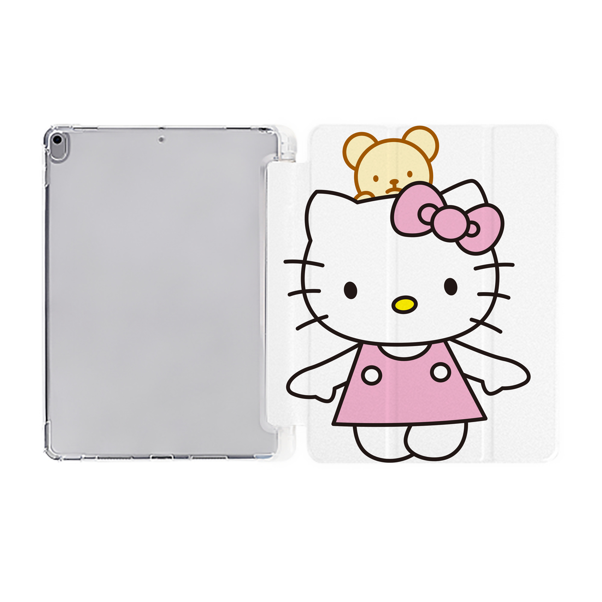 （画像用） Hello Kitty ハローキティ IPad ケース ペン収納付き 三つ折りスタンド PUレザー×シリコン 対応機種9.5/10.5/10.9インチ